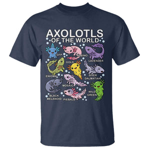 Kawaii Axolotl T Shirt Axolotls of the World Animals Aquarium Species TS02 Navy Print Your Wear