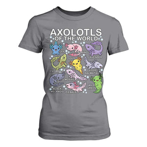 Kawaii Axolotl T Shirt For Women Axolotls of the World Animals Aquarium Species TS02 Charcoal Print Your Wear