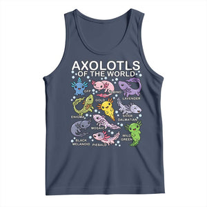 Kawaii Axolotl Tank Top Axolotls of the World Animals Aquarium Species TS02 Navy Print Your Wear