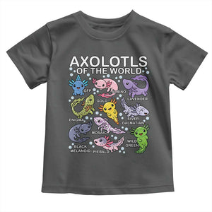 Kawaii Axolotl Toddler T Shirt Axolotls of the World Animals Aquarium Species TS02 Dark Heather Print Your Wear
