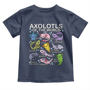 Kawaii Axolotl Toddler T Shirt Axolotls of the World Animals Aquarium Species TS02 Navy Print Your Wear