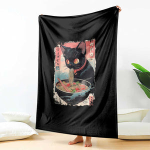 Japanese Inspo Ramen Cat Graphic Throw Blanket Anime Manga Kawaii Otaku Urban Streetwear TS02 Print Your Wear