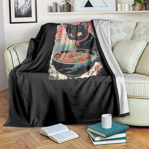 Japanese Inspo Ramen Cat Graphic Throw Blanket Anime Manga Kawaii Otaku Urban Streetwear TS02 Print Your Wear