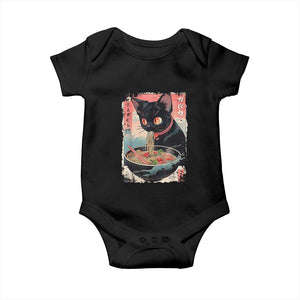 Japanese Inspo Ramen Cat Graphic Baby Onesie Anime Manga Kawaii Otaku Urban Streetwear TS02 Black Print Your Wear