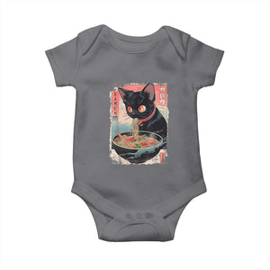 Japanese Inspo Ramen Cat Graphic Baby Onesie Anime Manga Kawaii Otaku Urban Streetwear TS02 Charcoal Print Your Wear