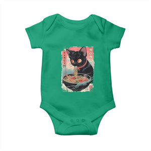Japanese Inspo Ramen Cat Graphic Baby Onesie Anime Manga Kawaii Otaku Urban Streetwear TS02 Irish Green Print Your Wear