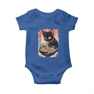 Japanese Inspo Ramen Cat Graphic Baby Onesie Anime Manga Kawaii Otaku Urban Streetwear TS02 Royal Blue Print Your Wear