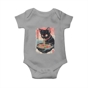 Japanese Inspo Ramen Cat Graphic Baby Onesie Anime Manga Kawaii Otaku Urban Streetwear TS02 Sport Gray Print Your Wear