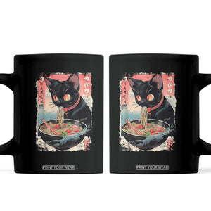 Japanese Inspo Ramen Cat Graphic Coffee Mug Anime Manga Kawaii Otaku Urban Streetwear TS02 Black Print Your Wear
