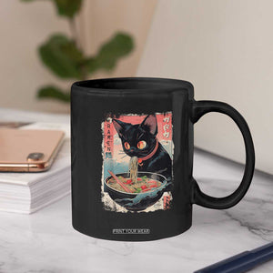Japanese Inspo Ramen Cat Graphic Coffee Mug Anime Manga Kawaii Otaku Urban Streetwear TS02 Print Your Wear