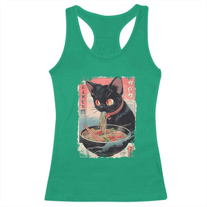 Japanese Inspo Ramen Cat Graphic Racerback Tank Top Anime Manga Kawaii Otaku Urban Streetwear TS02 Irish Green Print Your Wear