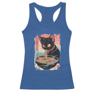 Japanese Inspo Ramen Cat Graphic Racerback Tank Top Anime Manga Kawaii Otaku Urban Streetwear TS02 Royal Blue Print Your Wear