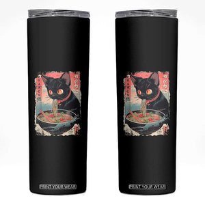 Japanese Inspo Ramen Cat Graphic Skinny Tumbler Anime Manga Kawaii Otaku Urban Streetwear TS02 Black Print Your Wear