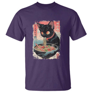 Japanese Inspo Ramen Cat Graphic T Shirt Anime Manga Kawaii Otaku Urban Streetwear TS02 Purple Print Your Wear