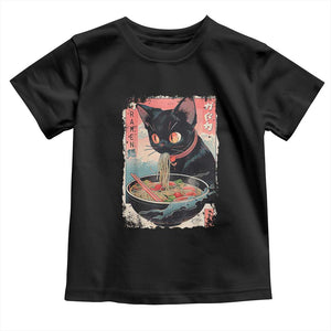 Japanese Inspo Ramen Cat Graphic Toddler T Shirt Anime Manga Kawaii Otaku Urban Streetwear TS02 Black Print Your Wear