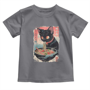 Japanese Inspo Ramen Cat Graphic Toddler T Shirt Anime Manga Kawaii Otaku Urban Streetwear TS02 Charcoal Print Your Wear