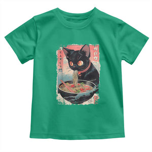 Japanese Inspo Ramen Cat Graphic Toddler T Shirt Anime Manga Kawaii Otaku Urban Streetwear TS02 Irish Green Print Your Wear