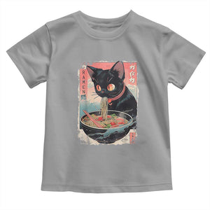 Japanese Inspo Ramen Cat Graphic Toddler T Shirt Anime Manga Kawaii Otaku Urban Streetwear TS02 Sport Gray Print Your Wear