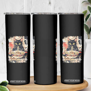 Ramen Noodles Black Cat Graphic Skinny Tumbler Kawaii Retro Japan Y2K Cats Manga Anime TS02 Print Your Wear
