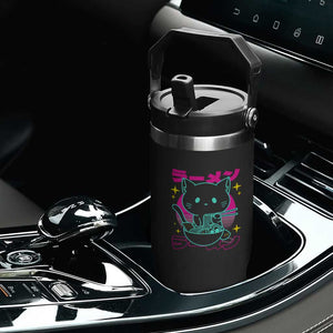Kawaii Ramen Cat Flip Straw Tumbler Retro Japanese Noodles Lover Anime Aesthetic TS02 Print Your Wear