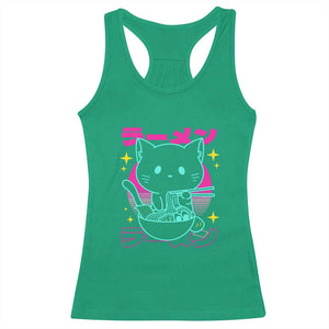 Kawaii Ramen Cat Racerback Tank Top Retro Japanese Noodles Lover Anime Aesthetic TS02 Irish Green Print Your Wear