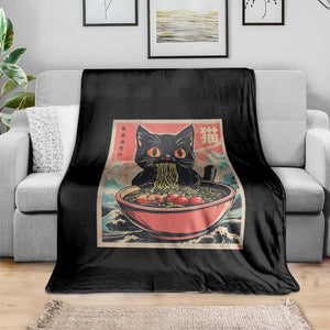 Cat Ramen Japanese Inspo Graphic Throw Blanket Funny Kawaii Cat Anime Gifts TS02 Print Your Wear