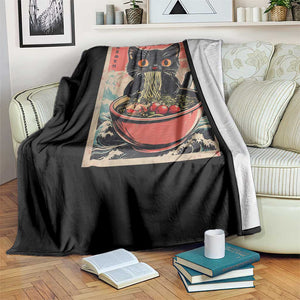 Cat Ramen Japanese Inspo Graphic Throw Blanket Funny Kawaii Cat Anime Gifts TS02 Print Your Wear