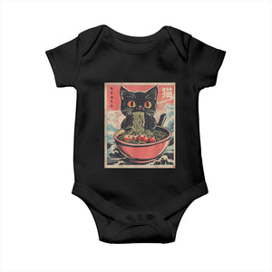 Cat Ramen Japanese Inspo Graphic Baby Onesie Funny Kawaii Cat Anime Gifts TS02 Black Print Your Wear