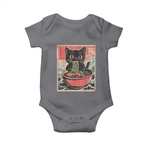 Cat Ramen Japanese Inspo Graphic Baby Onesie Funny Kawaii Cat Anime Gifts TS02 Charcoal Print Your Wear