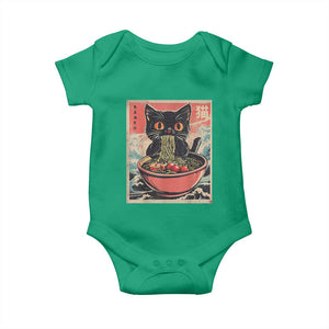 Cat Ramen Japanese Inspo Graphic Baby Onesie Funny Kawaii Cat Anime Gifts TS02 Irish Green Print Your Wear