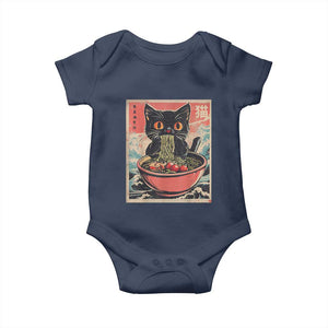 Cat Ramen Japanese Inspo Graphic Baby Onesie Funny Kawaii Cat Anime Gifts TS02 Navy Print Your Wear