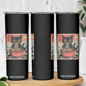 Cat Ramen Japanese Inspo Graphic Skinny Tumbler Funny Kawaii Cat Anime Gifts TS02 Print Your Wear