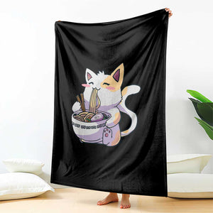Ramen Cat Kawaii Throw Blanket Anime Japanese Neko Cute Graphic TS02 Print Your Wear