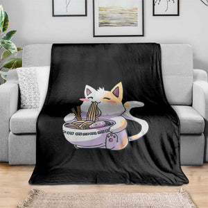 Ramen Cat Kawaii Throw Blanket Anime Japanese Neko Cute Graphic TS02 Print Your Wear