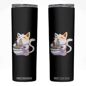 Ramen Cat Kawaii Skinny Tumbler Anime Japanese Neko Cute Graphic TS02 Black Print Your Wear