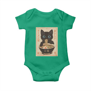 Vintage Kawaii Cat Ramen Graphic Baby Onesie Retro Japanese Anime Inspo TS02 Irish Green Print Your Wear