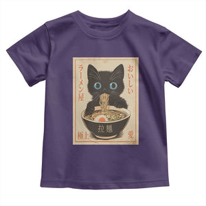 Vintage Kawaii Cat Ramen Graphic Toddler T Shirt Retro Japanese Anime Inspo TS02 Purple Print Your Wear