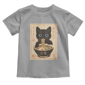 Vintage Kawaii Cat Ramen Graphic Toddler T Shirt Retro Japanese Anime Inspo TS02 Sport Gray Print Your Wear