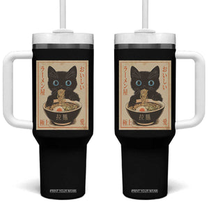 Vintage Kawaii Cat Ramen Graphic Tumbler With Handle Retro Japanese Anime Inspo TS02 One Size: 40 oz Black Print Your Wear