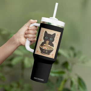 Vintage Kawaii Cat Ramen Graphic Tumbler With Handle Retro Japanese Anime Inspo TS02 Print Your Wear