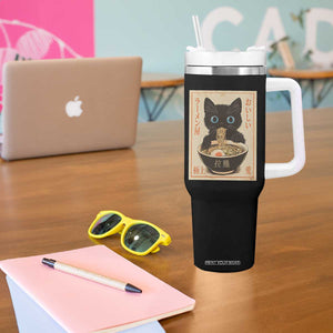 Vintage Kawaii Cat Ramen Graphic Tumbler With Handle Retro Japanese Anime Inspo TS02 Print Your Wear