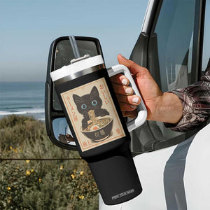 Vintage Kawaii Cat Ramen Graphic Tumbler With Handle Retro Japanese Anime Inspo TS02 Print Your Wear