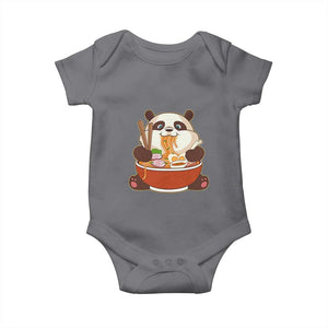 Kawaii Panda Eating Ramen Graphic Baby Onesie Otaku Japanese Noodle Cute Anime Lover TS02 Charcoal Print Your Wear