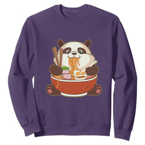 Kawaii Panda Eating Ramen Graphic Sweatshirt Otaku Japanese Noodle Cute Anime Lover TS02 Purple Print Your Wear