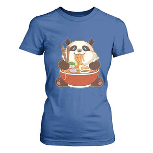 Kawaii Panda Eating Ramen Graphic T Shirt For Women Otaku Japanese Noodle Cute Anime Lover TS02 Royal Blue Print Your Wear