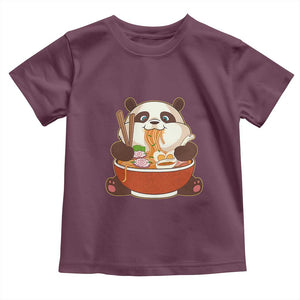 Kawaii Panda Eating Ramen Graphic Toddler T Shirt Otaku Japanese Noodle Cute Anime Lover TS02 Maroon Print Your Wear
