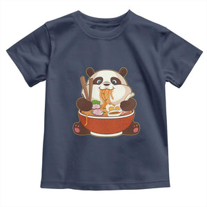Kawaii Panda Eating Ramen Graphic Toddler T Shirt Otaku Japanese Noodle Cute Anime Lover TS02 Navy Print Your Wear