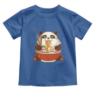 Kawaii Panda Eating Ramen Graphic Toddler T Shirt Otaku Japanese Noodle Cute Anime Lover TS02 Royal Blue Print Your Wear