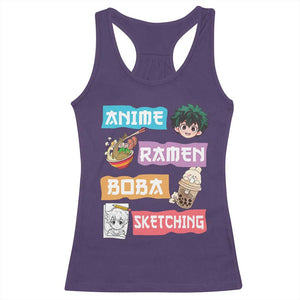 Anime Ramen Boba Sketching Racerback Tank Top Kawaii Otaku Anime Manga Japanese Pop Culture Cute Graphic TS02 Purple Print Your Wear