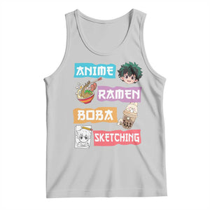 Anime Ramen Boba Sketching Tank Top Kawaii Otaku Anime Manga Japanese Pop Culture Cute Graphic TS02 Ash Print Your Wear